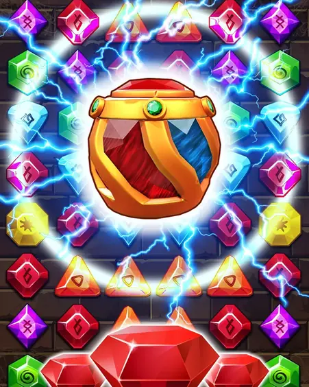 Jewel Ancient Pyramid Treasure: leuchtender Sonderstein zwischen roten und violetten Edelsteinen